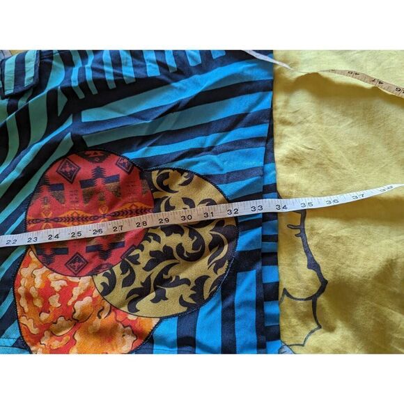 DESIGUAL Graphic Sheath Dress Lined Sleeveless Artsy Asian Appliqué Pocket SZ 38 - Picture 4 of 8